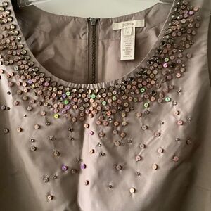 NWOT J Crew silk sleeveless blouse with embellished beads.